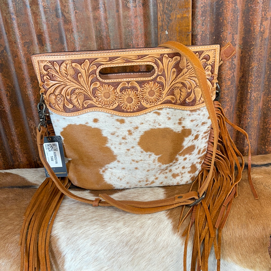 Purse bag leather tooled cowhide ADBGS146TAW