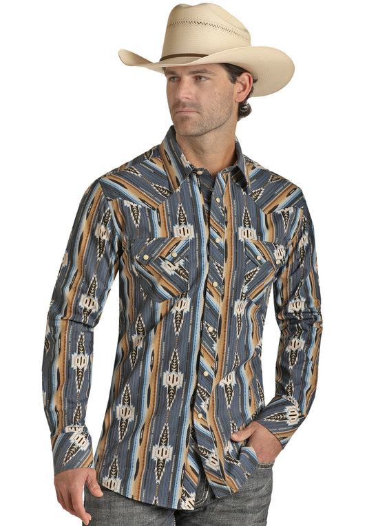 Shirt Men’s Panhandle Aztec Vintage Snap RRMSOSR0PS