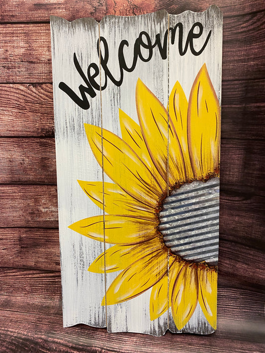 Sunflower Welcome wooden sign home decor
