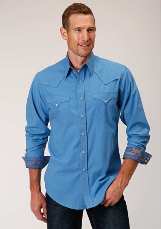 Shirts Men’s Roper Blue Snap Up 03-001-0060-0317