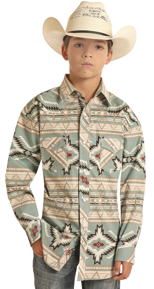 Shirt Boy’s Aztec Woven Snap Shirt RRBSOSR0Q4