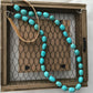 Necklace round stone/ small bead leather strap