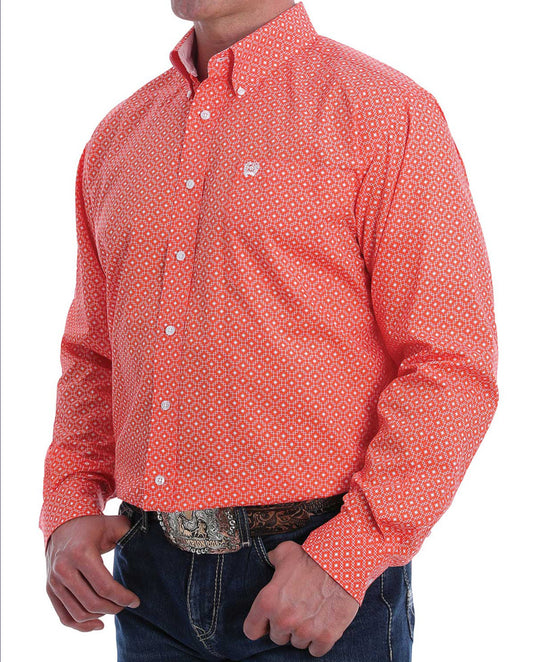 Shirts Men’s Cinch Orange Geo Print MTW1105165
