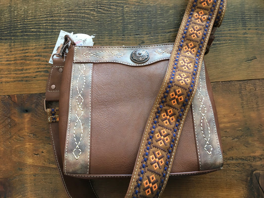 Purse brown concealed carry with guitar strap 1408