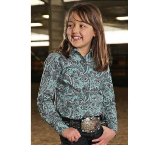 Shirts Kid’s Cruel navy and turquoise paisley snap up