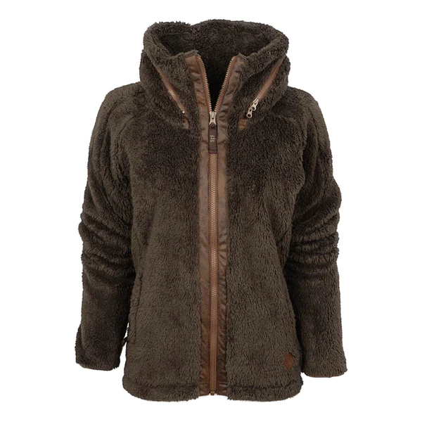 Outerwear Women’s Ladies STS Teddy Fleece Jacket w/hood Charcoal STS8274